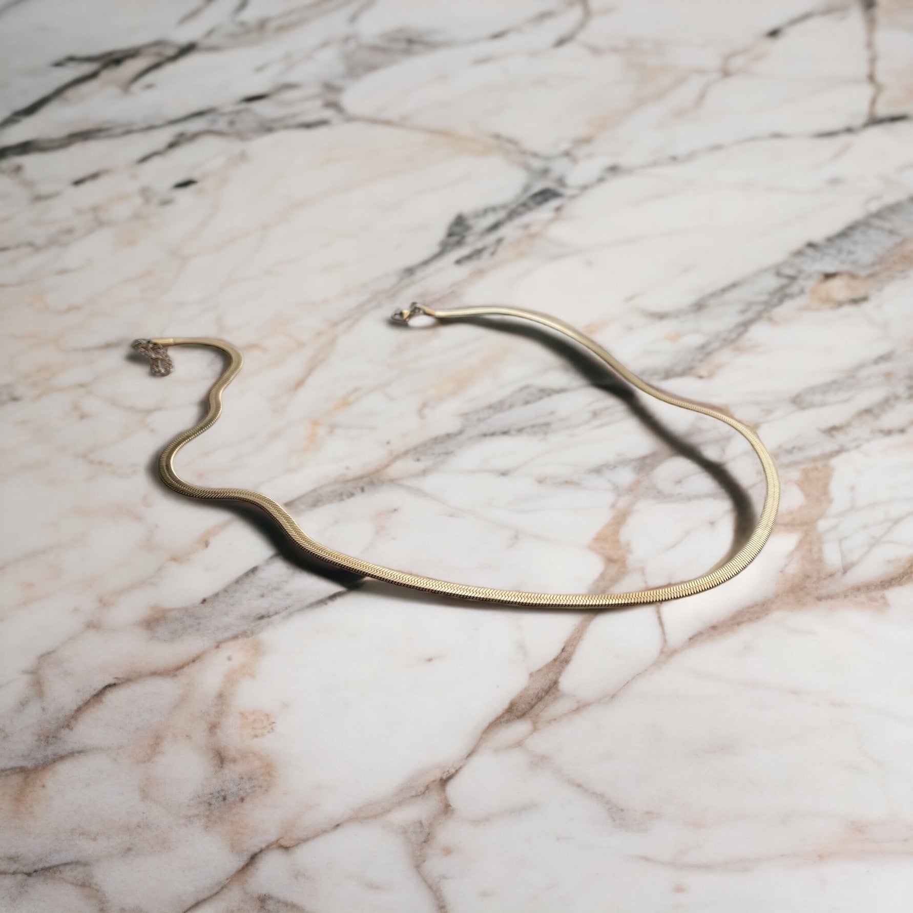 Herringbone Chain Necklace 18K Goldplated