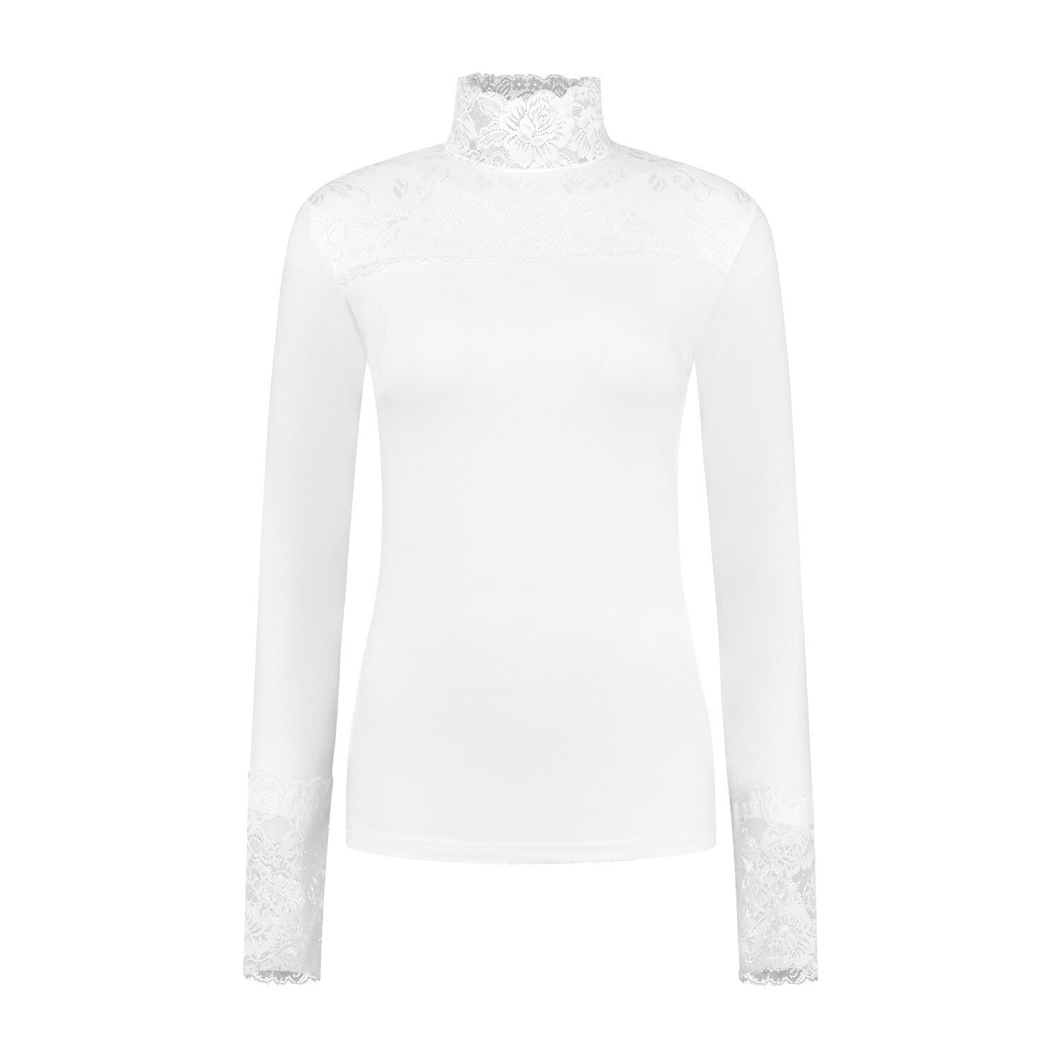 HANNAH Long sleeve undertop with turtleneck floral lace details